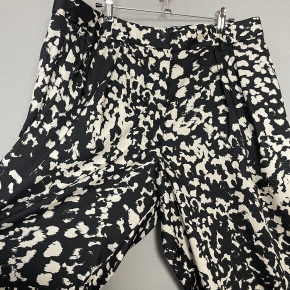NWT Banana Republic Factory Pants Relaxed Trouser Black Off-White Abstract Sz 14 - Picture 6 of 12